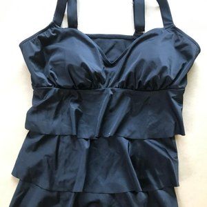 Black ruffle tankini top